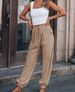 Suitable For All Seasons Women's Solid Color Casual Pocket Slim New Drawstring Pencil Pants For Women_ecoleips.com