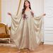 Modest Evening Dress Elegant Modest Maxi Dress Batwing Sleeves & Embroidered Appliqué (Breathable Polyester, Versatile One-Size)_ecoleips.com