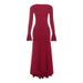 Elegant Sexy Solid Color Dress U Neck Slimming Waist Fitted Flared Sleeve Women Evening Party Date Casual Daily Wear Dress_ecoleips.com