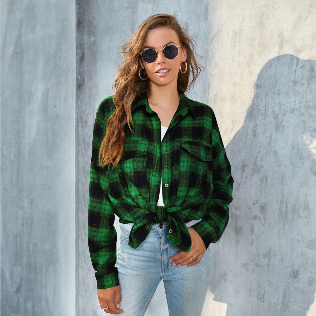 Women's Plaid Button Down Shirt Long Sleeved All Colors And Sizes Available New Spring_ecoleips.com