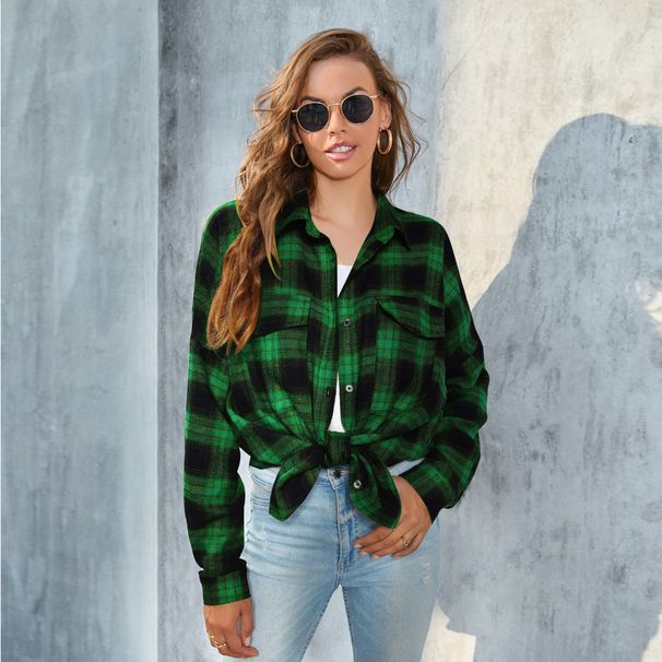 Women's Plaid Button Down Shirt Long Sleeved All Colors And Sizes Available New Spring_ecoleips.com