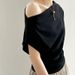 Slash Neck T-shirts For Women Elegant Off Shoulder Design Solid Summer Tops Short Sleeve Fashion Ladies Casual Clothing Simple_ecoleips.com