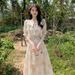 European And American Summer Thin Sweet Ruffled Short Sleeve Floral For Women Chiffon Loose Plus Size Gentle Style Dress_ecoleips.com