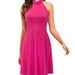 Women's Summer Floral Short Sleeve Dress With Backless Design, Casual Halter Sun Dress – Elegant Resort Style For 2026_ecoleips.com