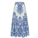 Women’s Clothing Swimsuit New Bow Tie Blue Ethnic Style Printed One Piece Swimsuit Suit_ecoleips.com
