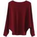 Women's Oversized Batwing Sleeve Sweater - Soft Ribbed Knit Pullover With Boat Neckline, Comfortable Loose Fit, Versatile Casual & Office Wear_ecoleips.com