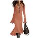 2026 Spring European And American Cross-Border Fashion New Elegant Zipper Collar Bell Sleeve Knit Fishtail Dress_ecoleips.com