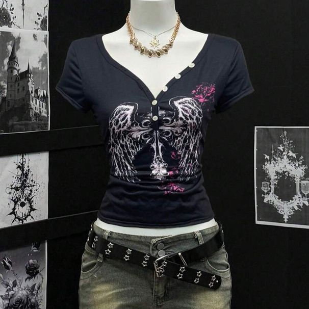 Sexy Wing Print Hooded Sweatshirt for Girls Y2K Street Style European American Cross Border Sports Casual Top Wholesale_ecoleips.com