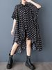 Irregular Oversized Polka Dot Vintage Shirt Dresses For Women 2025 Summer Short Sleeve Casual Loose Midi Dress Fashion Clothing_ecoleips.com