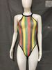 color matching halter neck sexy mesh bikini fun one piece swimsuit _ecoleips.com