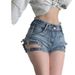 High Waisted Denim Shorts for Women Hollowed out Lace up Slimming Distressed Frayed Edges American Retro Hot Girl Tight Fitting Summer_ecoleips.com