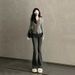 Black Slim-fit Micro-flare Jeans For Women, 2026 Spring/autumn New Style, High-waisted, Slimming, Petite-friendly,_ecoleips.com