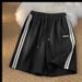 Women's Clothing Simple Sports Shorts Side Stripes Stitching Five Point Pants Wide Leg Pants Women's Summer Loose Straight Pants Ins_ecoleips.com