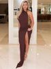 Mozision Halter Strapless Sexy Maxi Dress Women Elegant Off-shoulder Sleeveless Backless High Split Bodycon Club Party Dress_ecoleips.com