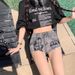Retro High-Waisted Denim Shorts For Women - Vintage Distressed Print Shorts With Stretch (S-XL) | American Style Ripped Hot Pants_ecoleips.com