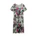 Vintage Floral Print Short Sleeve Round Neck Dress_ecoleips.com