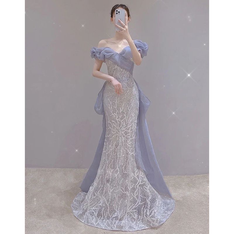 Mermaid Evening Gown off Shoulder Sequined Spring 2026 Ethereal Bride Toasting Party Hostess Dress Women's Wedding Party Wear_ecoleips.com