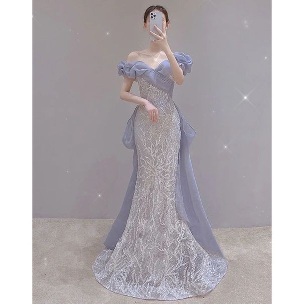 Mermaid Evening Gown off Shoulder Sequined Spring 2026 Ethereal Bride Toasting Party Hostess Dress Women's Wedding Party Wear_ecoleips.com