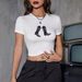 Qi Duo European And American Retro Crop Top Hot Girl Pure Desire Style Y2K Summer New Round Neck Fashion Printed T-Shirt_ecoleips.com