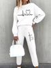 Women's Clothing Fleece Lined Women's Crew Neck Sweatshirt Long Sleeved Casual Tracksuit Autumn Winter_ecoleips.com