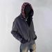 Unisex Heavyweight Washed Distressed Two-Tone Zip-Up Hoodie - Streetwear Pullover With Hood For Men & Women_ecoleips.com