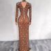 Stage-Ready Glitter Mesh Gown – Long Sleeve Bodycon Evening Dress With Crystal Embellishments For Performers_ecoleips.com