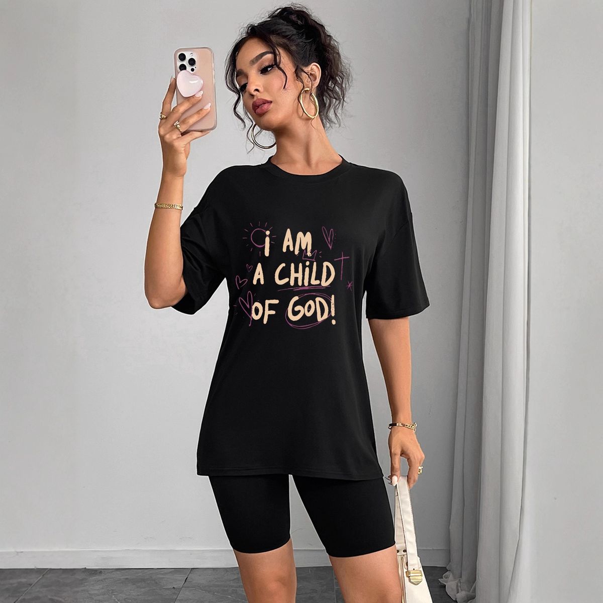 Women's Casual Round Neck Short Sleeve T-Shirt Multi-Color American Style Simple Fashionable Sports Top Solid Printed Loose Fit_ecoleips.com