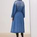 Women's Clothing Autumn New Style Temperament Leisure Blue Denim Slim Fitting Tie Waist Long Windbreaker_ecoleips.com