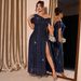 Sparkling Off-Shoulder High-Slit Maxi Dress For Women | Plus Size Evening Gala Cocktail Party Gown With Sequins_ecoleips.com