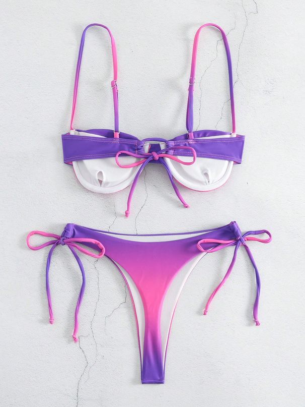 Women's Clothing Bikini Underwire Swimsuit Three point Sexy Swimsuit Women's Gradient Color_ecoleips.com