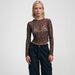 Aria Basics Aria Basics S32280 European And American Cross-border New Product Women's Sexy Leopard Print Mesh Printed Bodysuit T-shirt_ecoleips.com