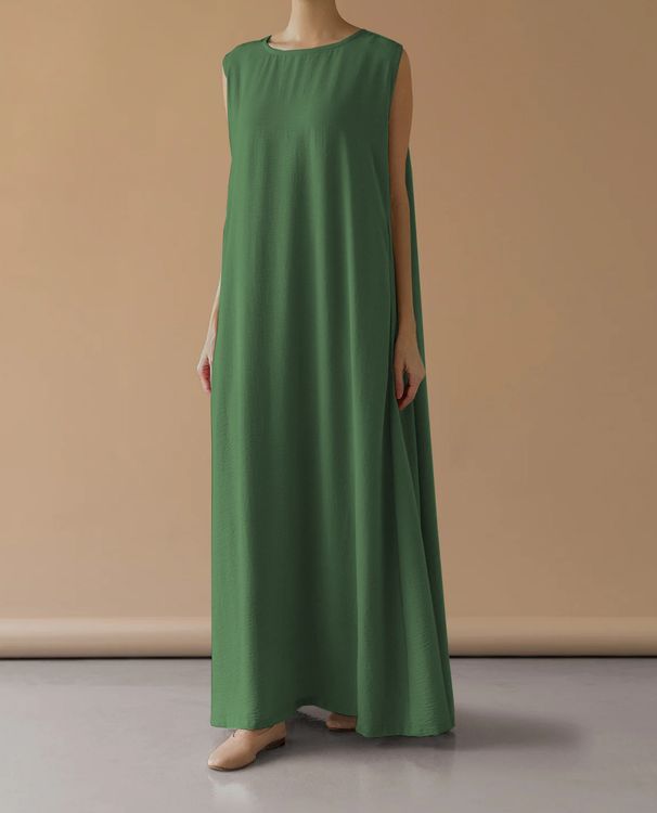 Muslim Abaya Sleeveless Vest Dress Kaftan Robe Women Clothing MSL153_ecoleips.com