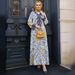 Women's Long Robe Fashion Printed V Neck Elegant New Dress Muslim Clothing Positioning_ecoleips.com
