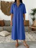 Women's Casual Linen Short Sleeve Polo Dress - Breathable Straight Cut Summer Dress With Comfortable Collar (Multiple Colors & Sizes)_ecoleips.com