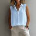 Classic Sleeveless Poplin Shirt For Women - Solid Color Collared Top, Breathable Polyester, Casual & Office Wear, Versatile Layering Piece_ecoleips.com