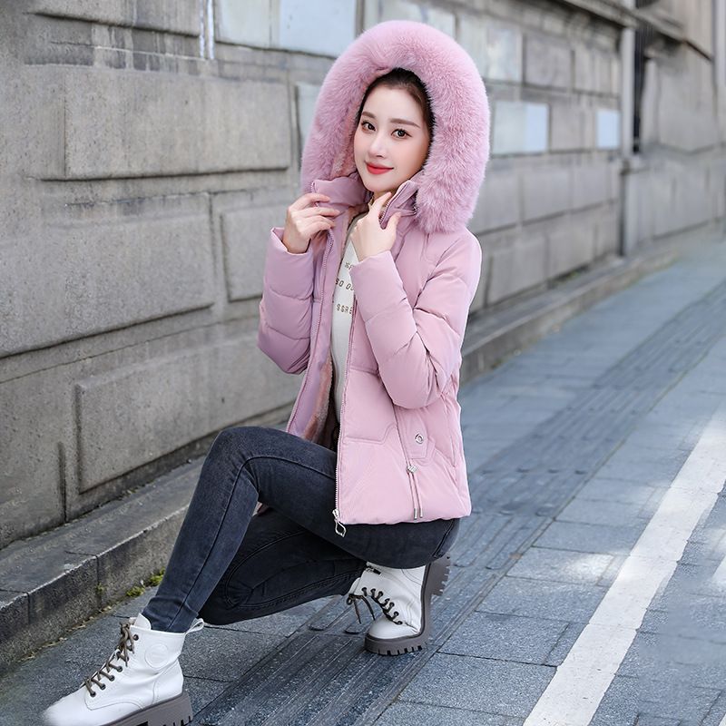 Women's Clothing Women's Winter Short Puffer Jacket With Faux Fur Collar, Slim Fit Warm Coat, 3D Pattern, Multiple Colors & Sizes Slim Fit Warm Coat_ecoleips.com