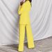 Elegant Women's Blazer & Pants Set – Stretch Poly-Cotton Office To Casual Suit (Black, White, Pink, Yellow, Blue, Brown, Rose, S-5XL)_ecoleips.com