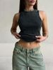 100% Cotton Solid Color Women Washed Vest Y2K Casual Tank Top Street Sleeveless Clothes Summer Rhinestone Craft Sportswear_ecoleips.com