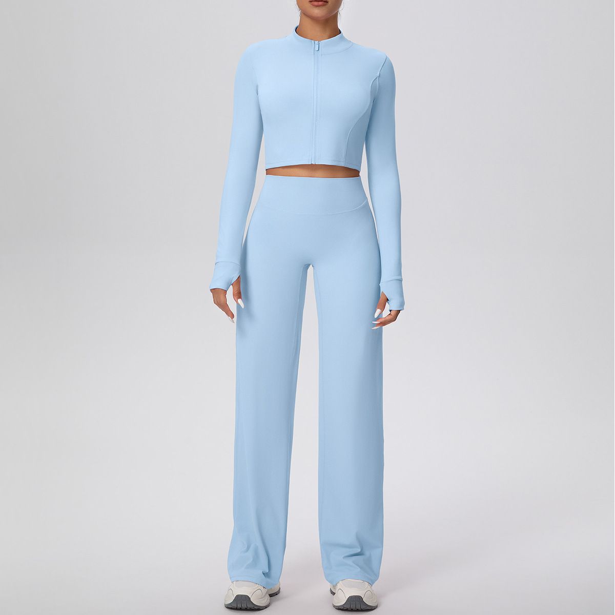Women's High-Waisted Cloud-Touch Zip-Up Activewear Set – Quick-Dry Yoga & Running Outfit (S-XL, Slim Fit, 80% Nylon, 20% Spandex)_ecoleips.com