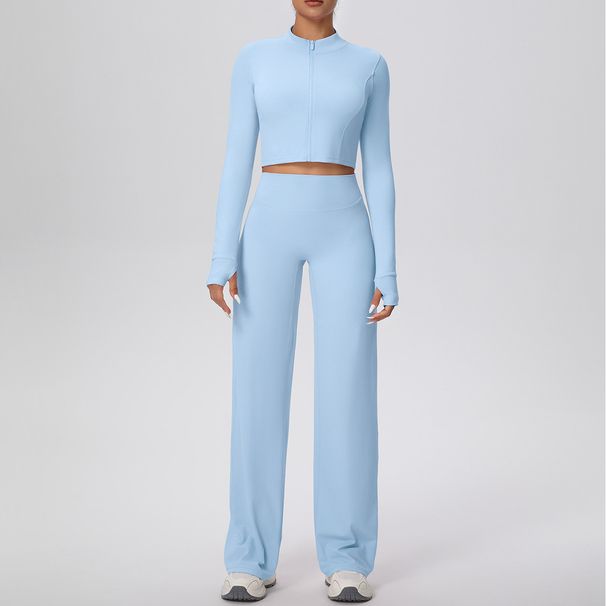 Women's High-Waisted Cloud-Touch Zip-Up Activewear Set – Quick-Dry Yoga & Running Outfit (S-XL, Slim Fit, 80% Nylon, 20% Spandex)_ecoleips.com