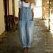 Vintage Distressed Denim Jumpsuit For Women – Relaxed Fit With Adjustable Buckles, Retro Oversized Romper_ecoleips.com