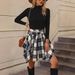 Fashionable Irregular Plaid Mini Skirt with Tie Detail European And American Style Hot Selling 2024 Independent Website Exclusive_ecoleips.com
