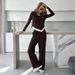 Women's Patchwork Pajama Pants Set European American Style Relaxed Casual Two Piece Autumn Clothing_ecoleips.com