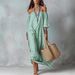 Women's Elegant Striped Off Shoulder Loose Fit Maxi Dress – Casual Resort Summer Gown_ecoleips.com
