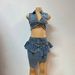 Women's Clothing New Women's Denim Suit Sleeveless Lapel Cardigan Small Vest Irregular Short Skirt Two Piece Suit_ecoleips.com