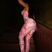 Women's European American Style Printed Bodycon Two Piece Set Halter Neck Top With Backless Feature Tight Long Pants_ecoleips.com