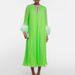 Women's Clothing Autumn And Winter New Round Neck Diamond Pleated Ostrich Feather Solid Color Dress_ecoleips.com