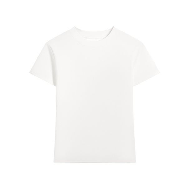 Straight Shoulder Short Sleeved T Shirt For Women French Round Neck 2025 Summer Short Elastic Slim Fit Hot Girl Style Slim Short Top For Women_ecoleips.com