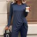 Voya Women's Fashion Casual T-shirt, Versatile For Spring And Summer Commuting, Solid Color Long Sleeved Base Top_ecoleips.com