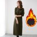 New Loose Fitting Sweatshirt Midi Skirt For Spring And Autumn Solid Color Round Neck Long Sleeve Versatile Over The Knee Dress For Women_ecoleips.com